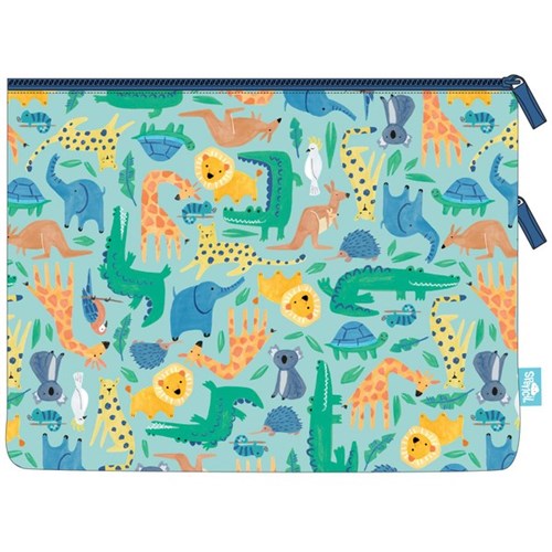 Spencil Flat Twin Zip Pencil Case A4 Safari Puzzle