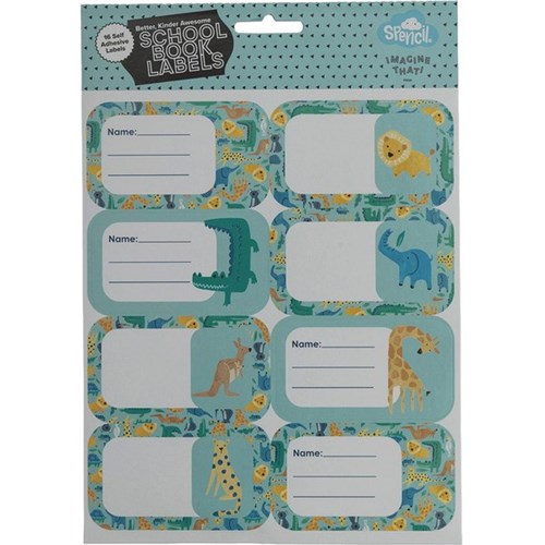 Spencil Safari Puzzle Name & Subject School Book Labels, Pack of 16