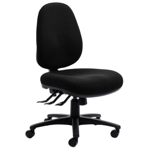 Charlie High Back Task Chair 3 Lever Extra Wide Seat Black Fabric