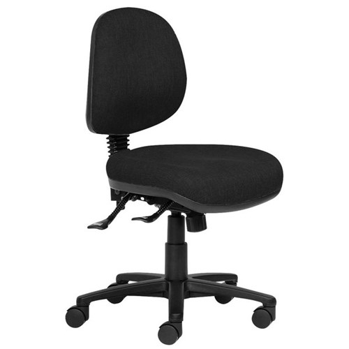 Charlie Mid Back Task Chair 3 Lever Black Fabric