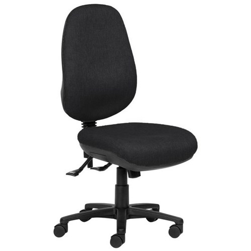 Charlie Extra High Back Task Chair Extra Long Seat 3 Lever Black Fabric