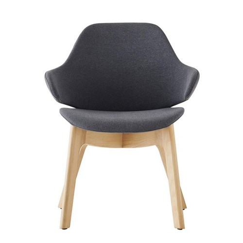 Konfurb Orbit Mid Back Chair with Arms Wooden Base Charcoal Fabric