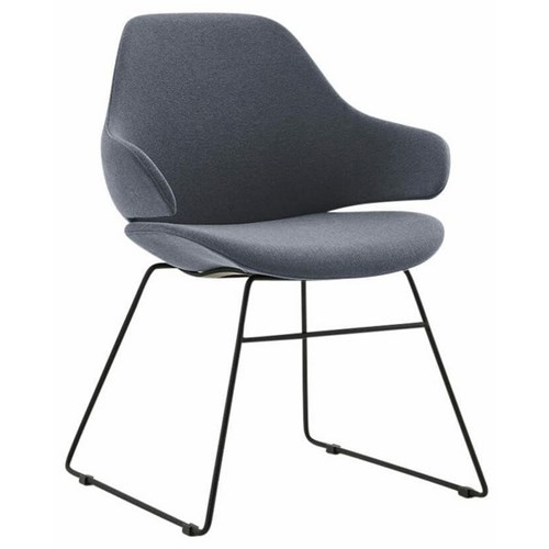 Konfurb Orbit Mid Back Chair with Arms Black Sled base Charcoal Fabric