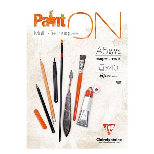 Clairefontaine PaintON Pad White A5 40 Sheet