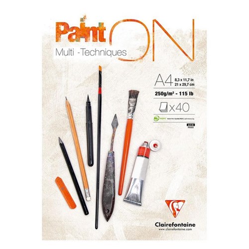Clairefontaine PaintON Pad White A4 250gsm 40 Sheet