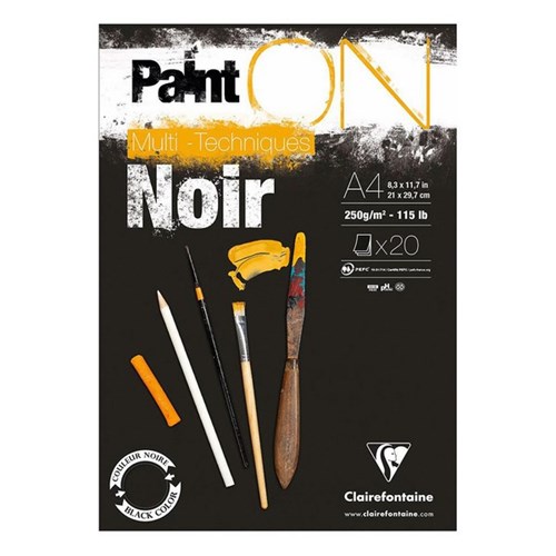 Clairefontaine PaintON Pad Black A4 250gsm 20 Sheet