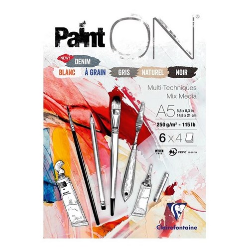 Clairefontaine PaintON Pad Assorted A5 250gsm 24 Sheet