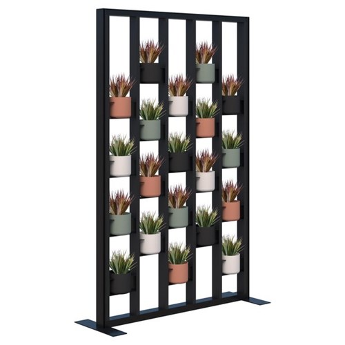 Connect Freestanding Plant Wall With Artificial Plants Soft Round Pots 1200x1890mm Black/Black