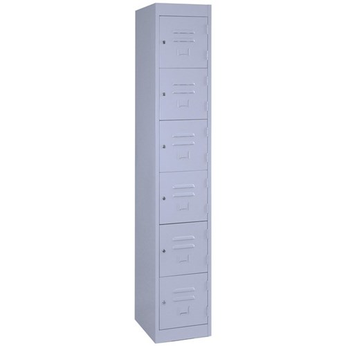 Steelco 6 Door Keylock Locker 305x1830mm Silver Grey