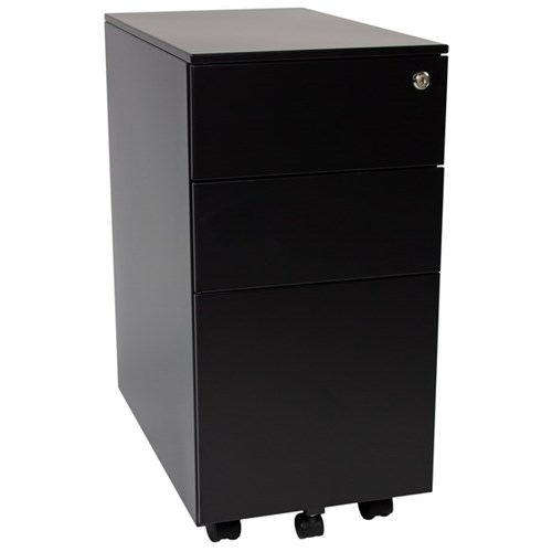 Steelco Slimline 3 Drawer Mobile Pedestal 300x615mm Black