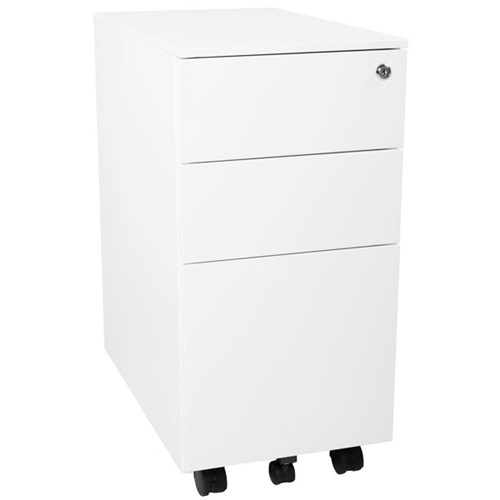 Steelco Slimline 3 Drawer Mobile Pedestal 300x615mm White