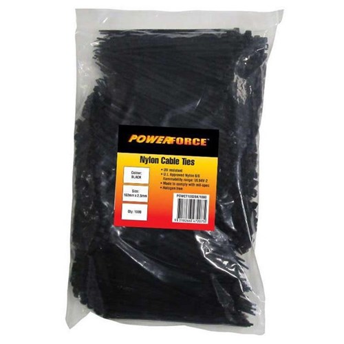 Powerforce Nylon Cable Tie 102x2.5mm Black, Pack of 1000