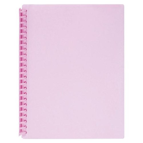 Marbig A4 Refillable Display Book 20 Pocket Pastel Pink 