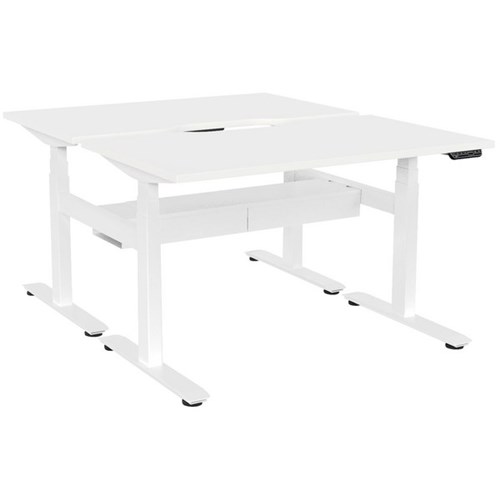 Lever Double Sided Electric Height Adjustable Desk Pod 1200mm White/White