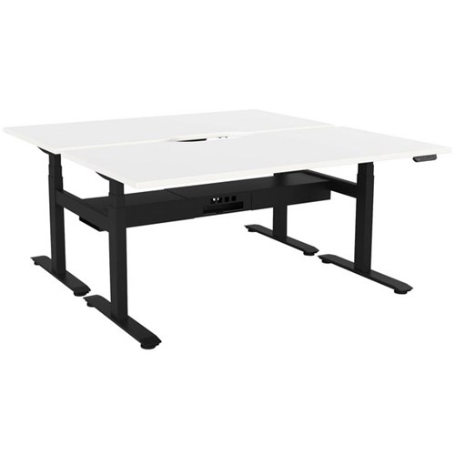 Lever Double Sided Electric Height Adjustable Desk Pod 1600mm White/Black