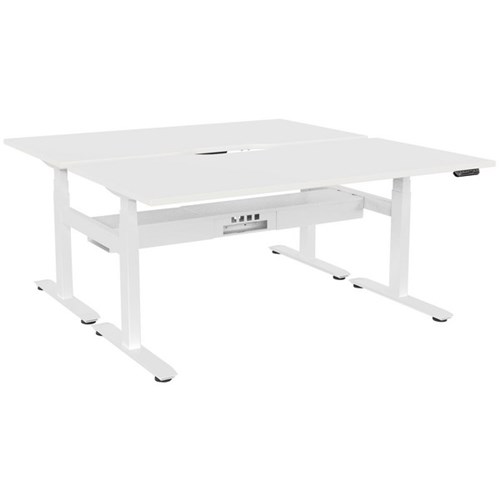 Lever Double Sided Electric Height Adjustable Desk Pod 1800mm White/White