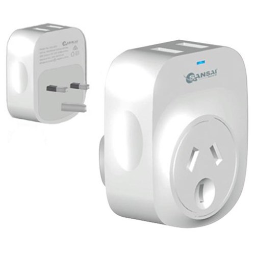 Sansai STV-3011 USB Travel Adaptor NZ/AU to UK Plug