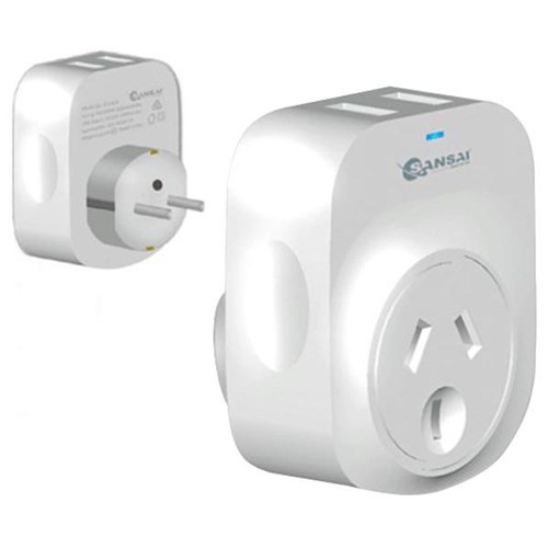 Sansai STV-3010 USB Travel Adaptor NZ/AU to Europe Plug