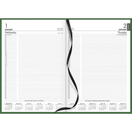 Collins A41 Eco Diary A4 1 Day Per Page 2025 Green