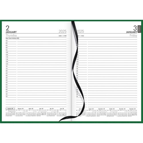 Collins A51 Eco Diary A5 1 Day Per Page 2025 Green