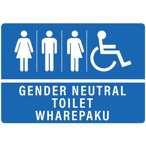 Gender Neutral Wheelchair Access Wharepaku Toilet Sign 240x340mm