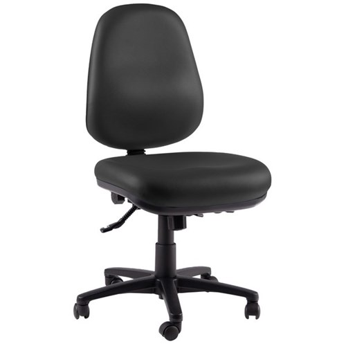 Charlie High Back Task Chair 3 Lever Extra Long Seat Black Vinyl