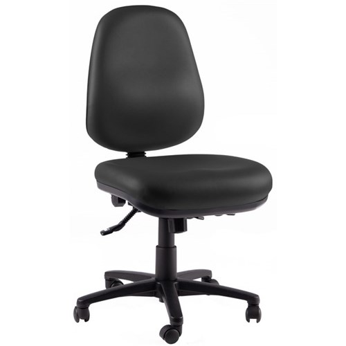 Charlie High Back Task Chair 3 Lever Wide Seat Black Vinyl