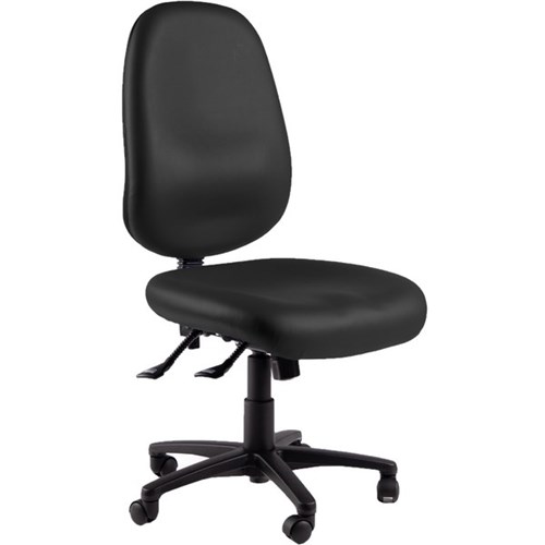 Charlie Extra High-Back Task Chair Long/Wide Seat 3 Lever Black Vinyl