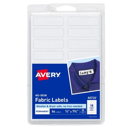 Avery No Iron Fabric Labels 40720 45x13mm 18 Per Sheet