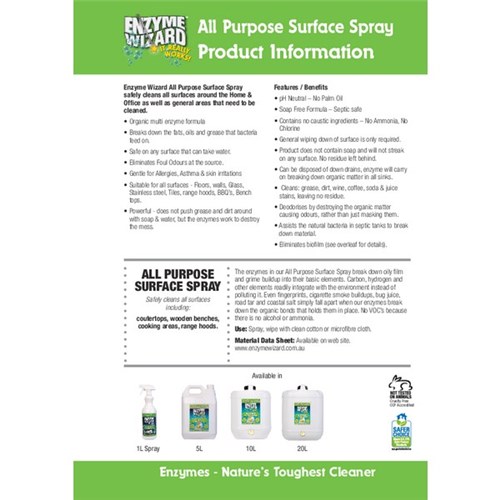 Enzyme Wizard All Purpose Surface Spray Cleaner RTU 750ml