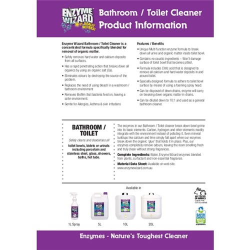 Enzyme Wizard Toilet Bowl & Bathroom Cleaner Spray RTU 750ml