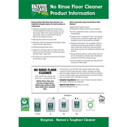 Enzyme Wizard No Rinse Floor Cleaner 1L