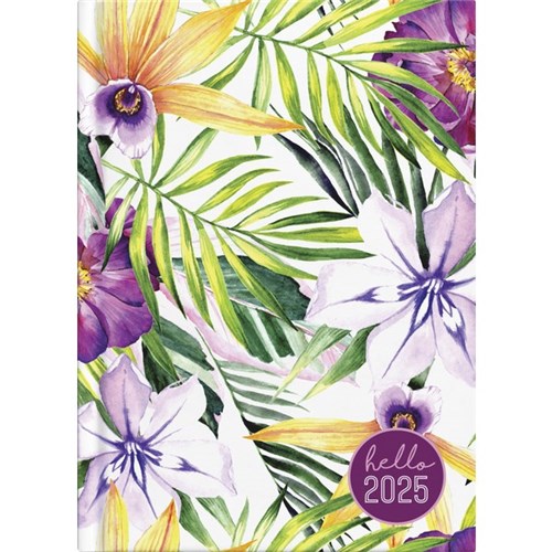 Collins A51 Diary A5 1 Day Per Page 2025 Purple Floral