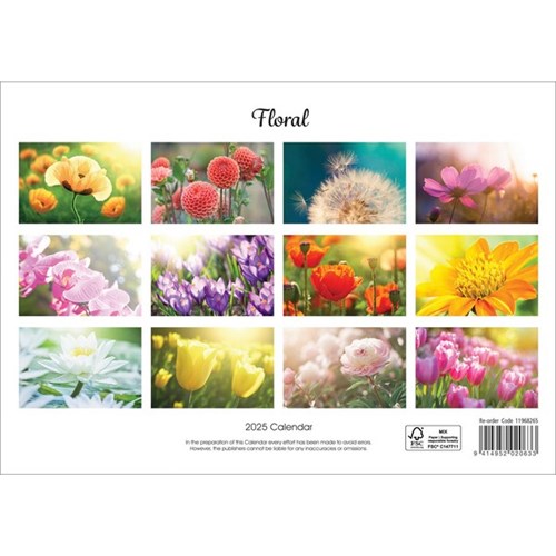 Collins Rosebank Wall Calendar A4 2025 Floral