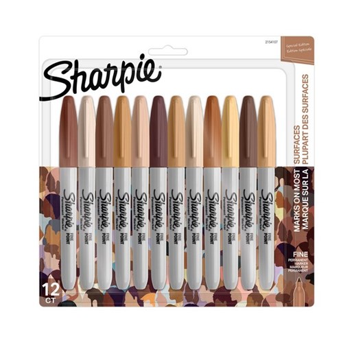 Sharpie Permanent Markers Fine Tip Portrait Colours, Pack of 12