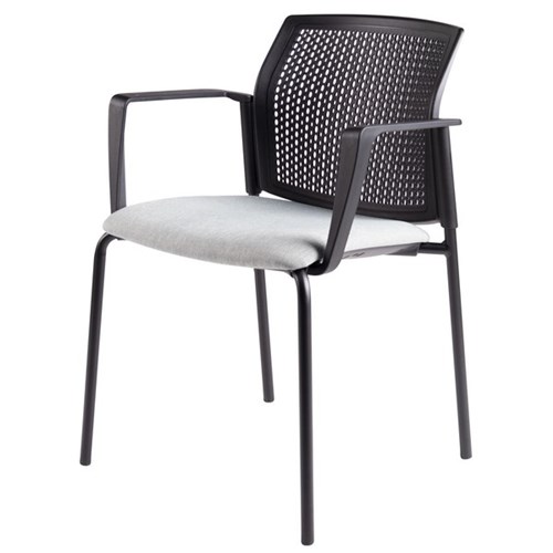 Zest Visitor Chair 4 Leg Shell with Square Arms Keylargo Fabric Frost/Black