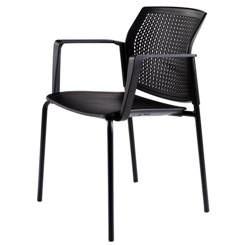 Zest Visitor Chair 4 Leg Shell with Square Arms Black