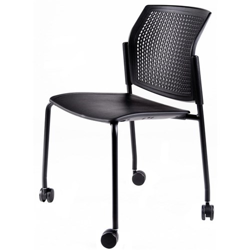 Zest Visitor Chair 4 Leg Shell Castors Black