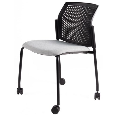 Zest Visitor Chair 4 Leg Shell Castors Keylargo Fabric Frost/Black