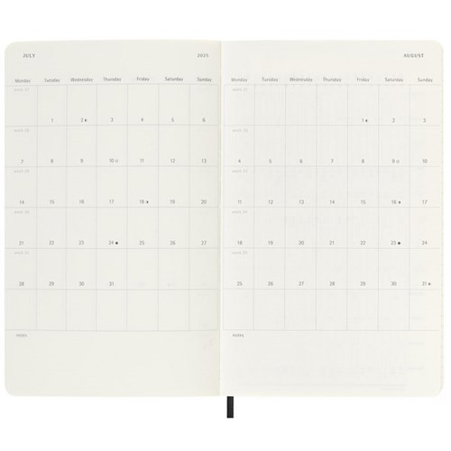 Moleskine Large Soft Cover Weekly Diary 2025 Black