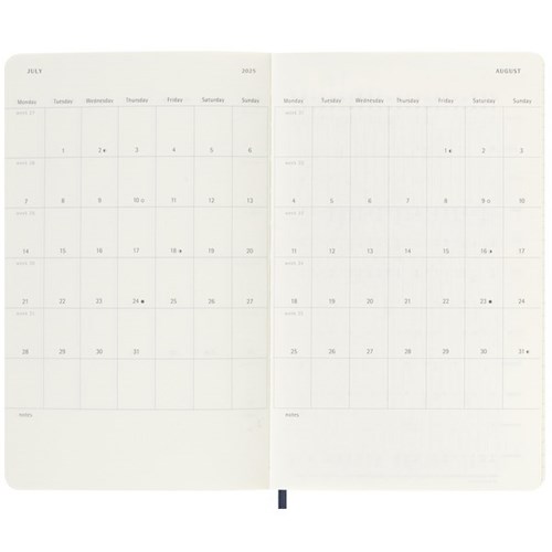 Moleskine Large Soft Cover Weekly Diary 2025 Sapphire Blue