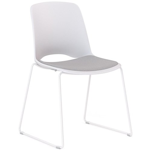 Klever Glide Visitor Chair With Upholstered Seat Pad Light Grey/White