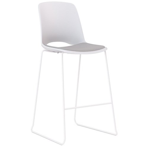 Klever Rise Stool With Upholstered Seat Pad Light Grey/White