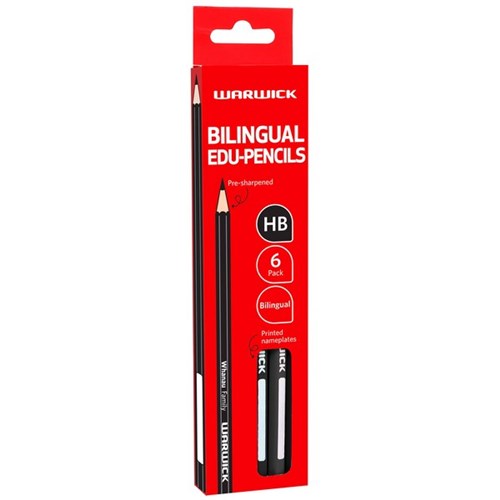 Warwick Bilingual Hexagonal HB Edu-Pencils, Pack of 6