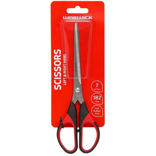 Warwick Soft Grip Scissors Left & Right Handed 182mm Black/Red