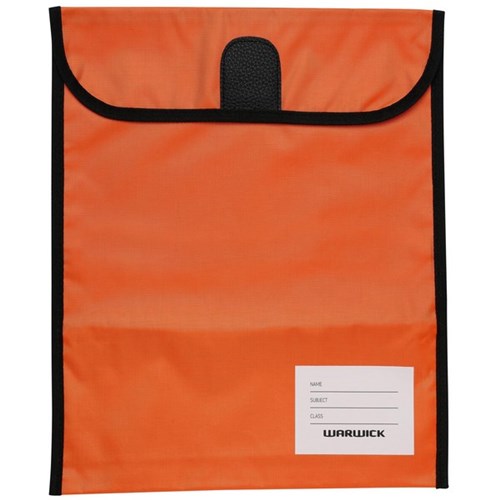 Warwick Homework Book Bag Hook & Loop Fastener Large 330x360mm Orange