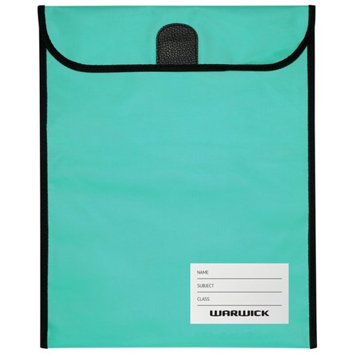 Warwick Homework Book Bag Hook & Loop XL 450x360mm Aqua