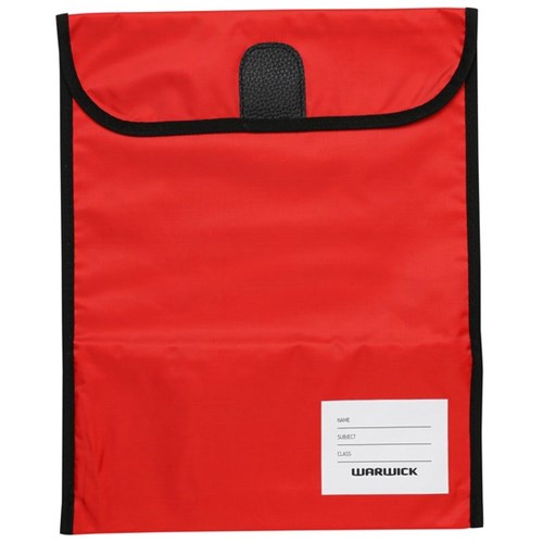 Warwick Homework Book Bag Hook & Loop XL 450x360mm Red