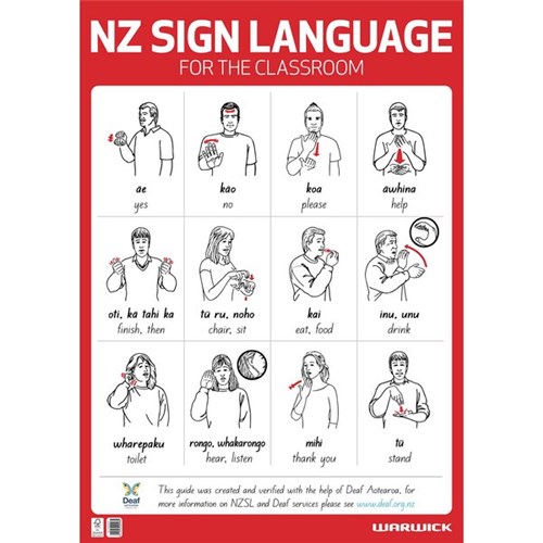 Warwick Classroom Sign Language A1 Wall Chart