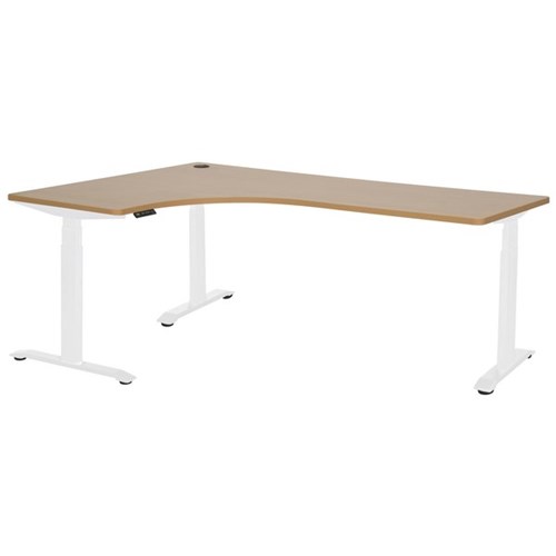 Amplify Electric Height Adjustable Workstation Left Return 1800x1200x600mm Beech/White